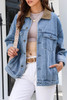 Sky Blue Vintage Corduroy Collar Denim Jacket