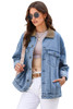 Sky Blue Vintage Corduroy Collar Denim Jacket