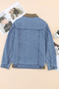 Sky Blue Vintage Corduroy Collar Denim Jacket