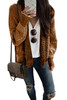 Brown Chunky Waffle Knit Oversized Collar Cardigan