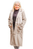 Khaki Plus Size Colorblock Lapel Collar Long Coat