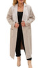 Khaki Plus Size Colorblock Lapel Collar Long Coat