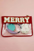 Red MERRY Contrast Trim Clear Makeup Bag