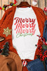 White Merry Christmas Crew Neck Graphic Tee