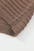 Brown Horizontal Rib Knitted Open Front Hooded Cardigan