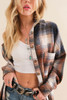 Brown Retro Plaid Button up Long Sleeve Shacket with Pockets