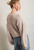 Parchment Cable Knit Sleeve Drop Shoulder Sweater