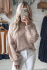 Parchment Cable Knit Sleeve Drop Shoulder Sweater