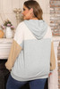 Multicolour Plus Size Colorblock Drop Shoulder Ribbed Knit Hoodie