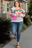 Multicolour Plus Size Floral Drop Shoulder Sweater
