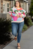 Multicolour Plus Size Floral Drop Shoulder Sweater