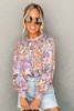 Multicolour Floral Bishop Sleeve Frilled Round Neck Blouse Multicolour Floral Bishop Sleeve Frilled Round Neck Blouse