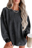 Black Solid Ribbed Knit Round Neck Pullover Sweatshirt Black Solid Ribbed Knit Round Neck Pullover Sweatshirt