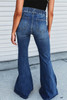 Blue Elastic High Waist Flare Jeans