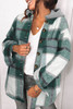 Green Hooded Plaid Button Front Shacket