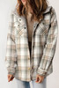 Gray Plaid Pattern Sherpa Lined Hooded Shacket Gray Plaid Pattern Sherpa Lined Hooded Shacket