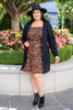 Multicolor Plus Size Smocked Long Sleeve Floral Dress