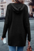 Black Horizontal Rib Knitted Open Front Hooded Cardigan Black Horizontal Rib Knitted Open Front Hooded Cardigan