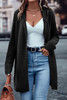 Black Horizontal Rib Knitted Open Front Hooded Cardigan Black Horizontal Rib Knitted Open Front Hooded Cardigan