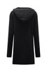 Black Horizontal Rib Knitted Open Front Hooded Cardigan