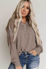 Chestnut Waffle Patchwork Dolman Sleeve Henley Top