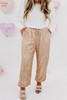 Apricot Plus Size Sequin Drawstring Waist Joggers