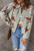 Sky Blue Sequined Football Patch Ribbed Cotton Jacket Sky Blue Sequined Football Patch Ribbed Cotton Jacket