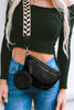 Black Colorblock Strap Chain Shoulder Bag With Coin Purse