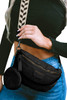 Black Colorblock Strap Chain Shoulder Bag With Coin Purse