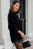 Black Oversized Drop Shoulder Bubble Sleeve Pullover Sweater