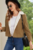 Khaki Corduroy Sherpa Snap Button Flap Jacket