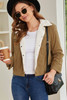 Khaki Corduroy Sherpa Snap Button Flap Jacket