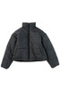 Black Zip Up Drawstring Hem Puffer Coat