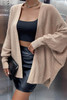 Khaki Knitted Dolman Sleeve Open Front Cardigan