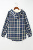 Blue Plaid Pattern Sherpa Lined Hooded Shacket