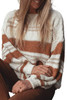 White Striped Knit Puff Sleeve Casual Sweater