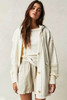 Beige Contrast Knit Patchwork Hooded Functional Coat