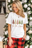 White Cute Christmas Trees Print Crew Neck T Shirt