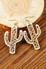 Brown Vintage Cactu-Shape Wooden Hook Earrings