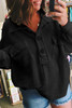 Black Plus Size Long Sleeve Flap Pocket Henley Top