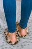 Camel Leopard Print Fuzzy Home Slippers