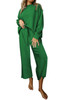 Dark Green Ultra Loose Textured 2pcs Slouchy Outfit