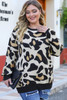 Leopard Ribbed Trim Pocketed Plus Size Sweater