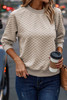 Beige Solid Textured Raglan Sleeve Pullover Sweatshirt