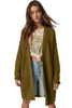 Green Exposed Seam Mixed Knit Drop Shoulder Cardigan