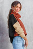 Clay Red Color Block Turtle Neck Drop Shoulder Knit Sweater