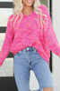 Dark Pink Colorful Spots Knitted V Neck Casual Sweater Dark Pink Colorful Spots Knitted V Neck Casual Sweater