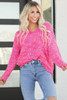Dark Pink Colorful Spots Knitted V Neck Casual Sweater Dark Pink Colorful Spots Knitted V Neck Casual Sweater