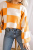 Orange Checkered Bishop Sleeve Sweater