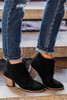 Black Criss Cross Slip-on Point Toe Heeled Boots